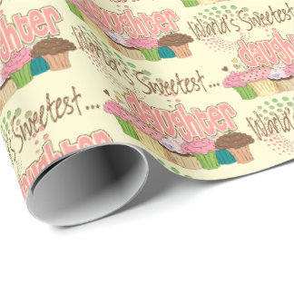 Papier Cadeau La fille la plus douce du monde Pastel Cupcake cad