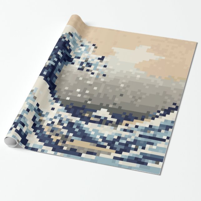 Papier Cadeau La Grande vague au large de Kanagawa 8 bits Pixel  (Déroulé)