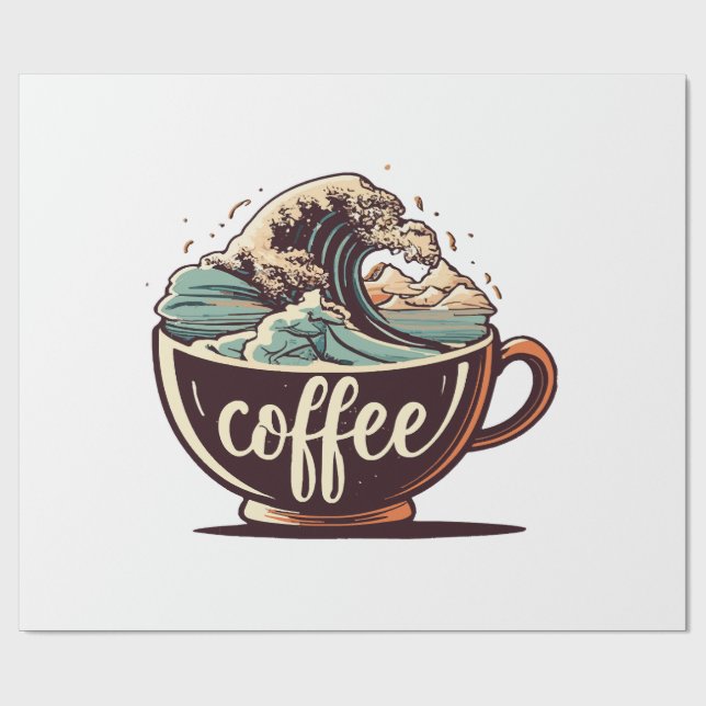 Papier Cadeau La Grande Vague De Café (Plat)