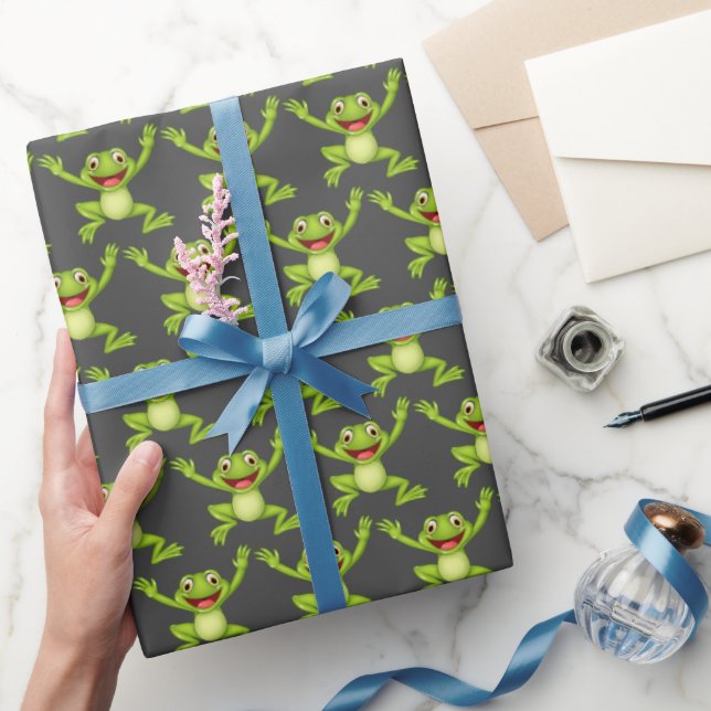 Papier Cadeau La Grenouille Verte Dansante Sur Grey (Cadeaux)
