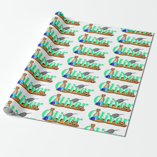 Papier Cadeau La loutre Oliver est à la plage (Déroulé)