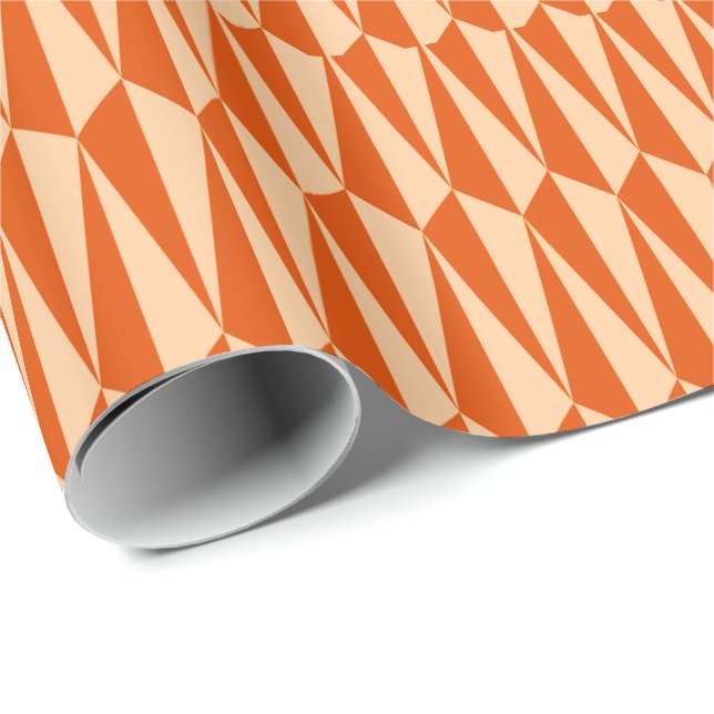 Papier Cadeau La moitié du siècle géométrique, nuances d'orange (Coin rond)