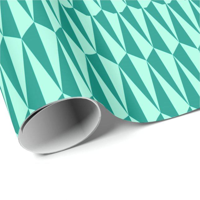 Papier Cadeau La moitié du siècle géométrique, turquoise et aqua (Coin rond)