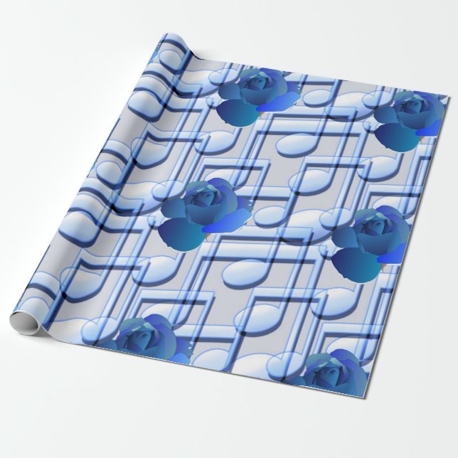 Papier Cadeau La musique bleue note le papier d'emballage de (Déroulé)