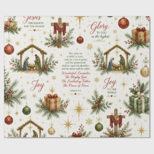 Papier Cadeau La Nativité de Noël Se souvenir de la naissance
