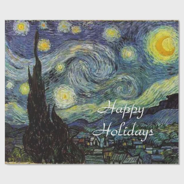 Papier Cadeau La Nuit étoilée de Vincent van Gogh. (Plat)