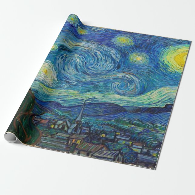 Papier Cadeau La nuit étoilée par Vincent van Gogh Decoupage (Déroulé)