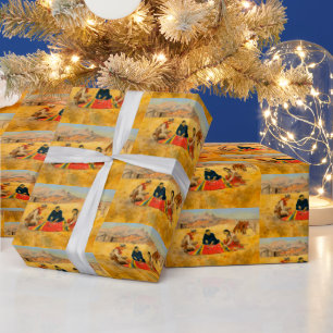 Papier Cadeau La partie de poker Cowboy Amérindien Chinois