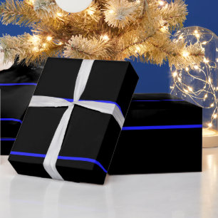 Papier Cadeau La police de police amincit Blue Line