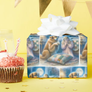 Papier Cadeau La prière des filles et des Golden Retriever