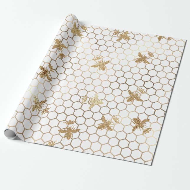Papier Cadeau La reine d'or des abeilles et le peigne de miel en (Déroulé)