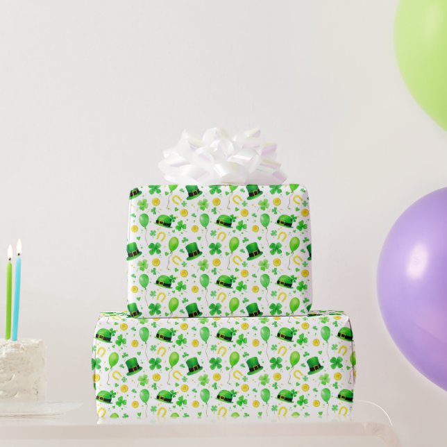 Papier Cadeau La Saint-Patrick Trèfle à quatre feuilles Fers à c (Cadeaux de fête)