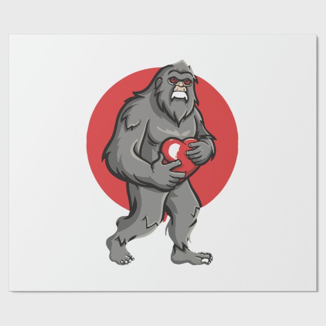Papier Cadeau la Saint-Valentin coeur de Bigfoot (Plat)