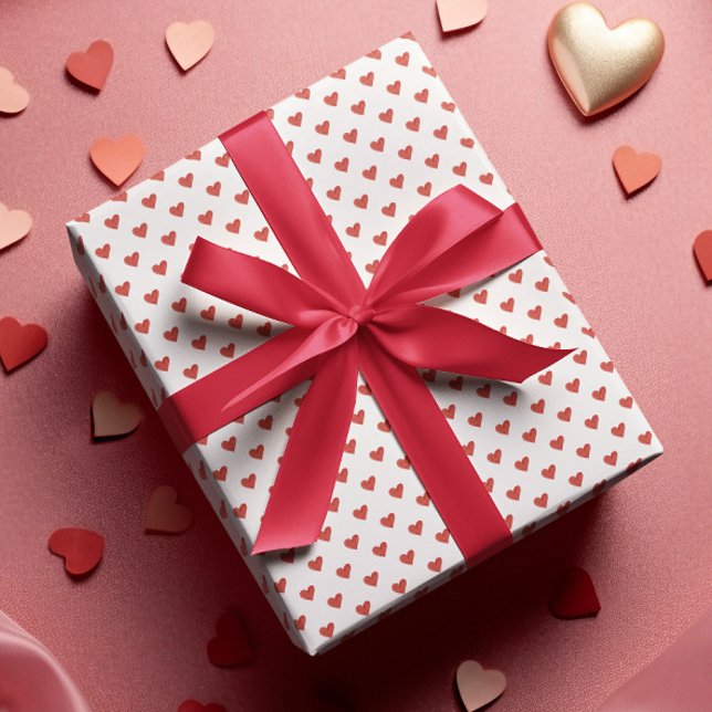 Papier Cadeau La Saint-Valentin Petits Cœurs Rouges Éparpillés (Créateur téléchargé)