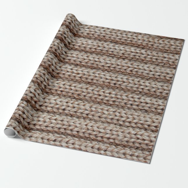 Papier Cadeau la texture du tissu uni tricoté, brun (Déroulé)