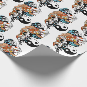 Papier Cadeau la vie, c' est l' équilibre. Poisson de carpe koi