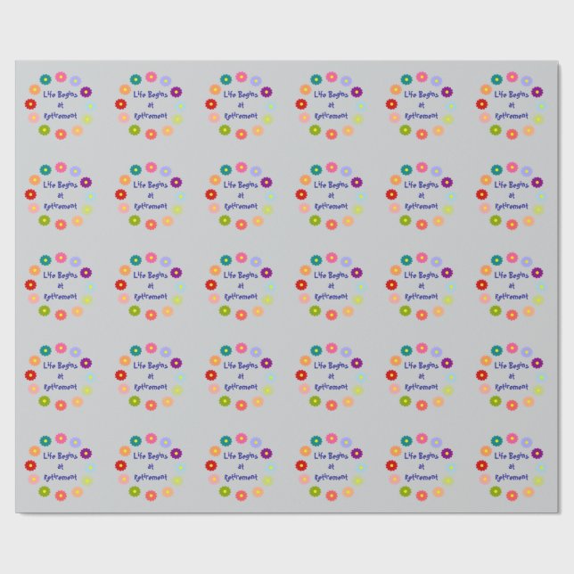 Papier Cadeau La vie commence à la retraite (Plat)