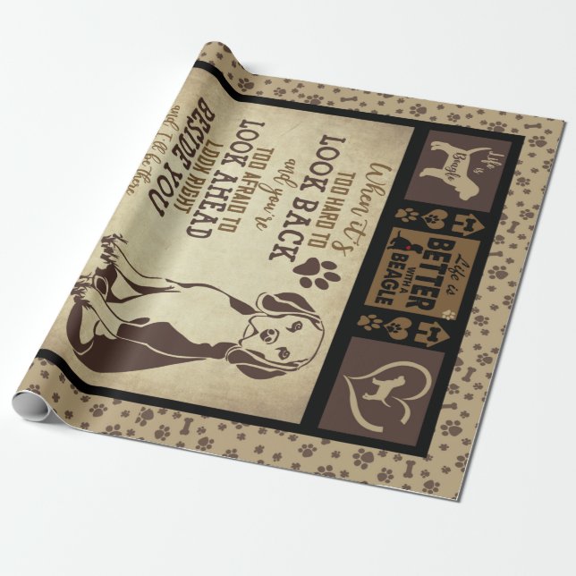 Papier Cadeau "La vie est meilleure avec le Beagle, le Amoureux  (Déroulé)