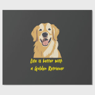 Papier Cadeau La vie est meilleure avec un Golden Retriever - Am