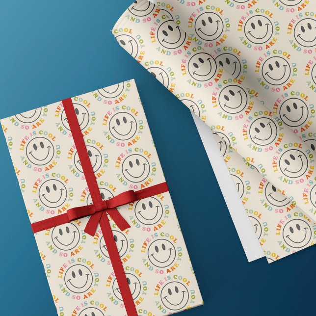 Papier Cadeau La Vie Est Un Visage Souriant Cool (Créateur téléchargé)