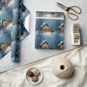 Papier Cadeau La visite de Noël enneigée de Big Buck
