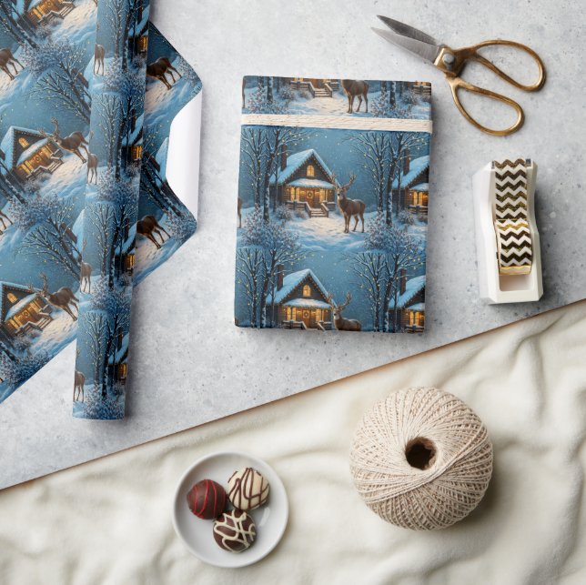 Papier Cadeau La visite de Noël enneigée de Big Buck (Artisanat)
