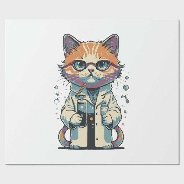 Papier Cadeau Laboratoire de chat ciblé (Plat)