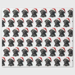 Papier Cadeau Labrador noir de Noël