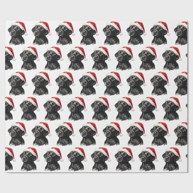 Papier Cadeau Labrador noir de Noël  (Plat)