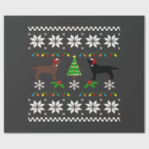 Papier Cadeau Labrador noir et Labrador chocolat Joyeux Noël