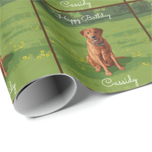 Papier Cadeau Labrador Retriever Chien Renard Rouge Jaune