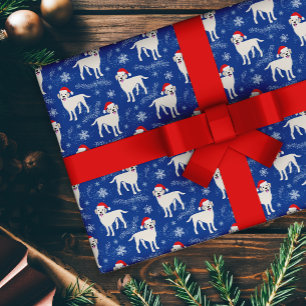 Papier Cadeau Labrador Retrivers in Christmas Snowflakes Casquet