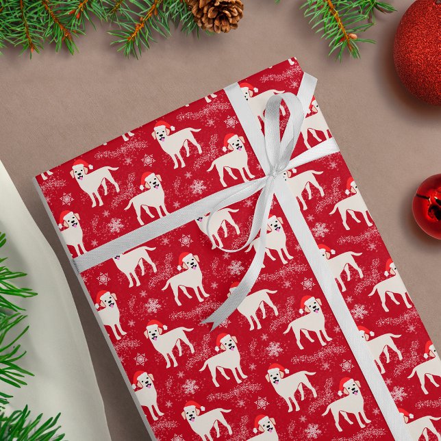 Papier Cadeau Labrador Retrivers in Christmas Snowflakes Casquet (Créateur téléchargé)