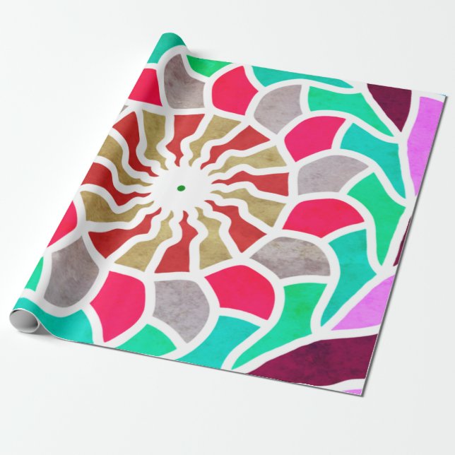 Papier Cadeau Labyrinthe Sun Mandala Motif (Déroulé)