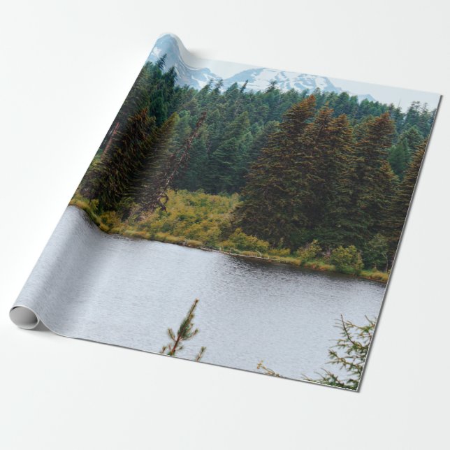 PAPIER CADEAU LAC AVEC DES ARBRES SUR LES CÔTÉS (Déroulé)