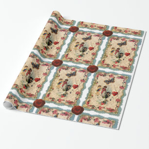 PAPIER CADEAU LACE ANTIQUE VALENTINE, CUPIDE, AMOUREUX ET BOUTTE