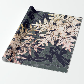 PAPIER CADEAU LACE DE MAQUILLAGE ET DRAPEAUX DE NEIGE EN BLEU