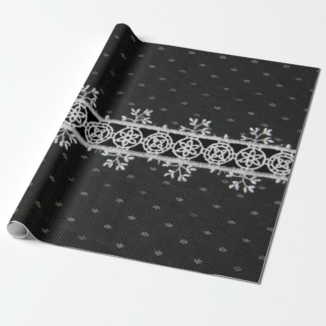 Papier Cadeau lacework line on black background (Déroulé)