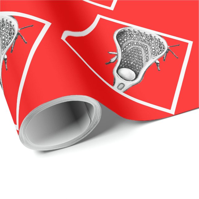 Papier cadeau Lacrosse Rouge (Coin rond)