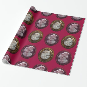 PAPIER CADEAU LADIES DE CAMÉO ANCIENNES, GRAPEVINES DE RAISINS E