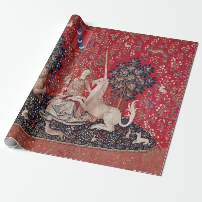 Papier Cadeau Lady and Unicorn Medieval Tapestry Sight (Déroulé)