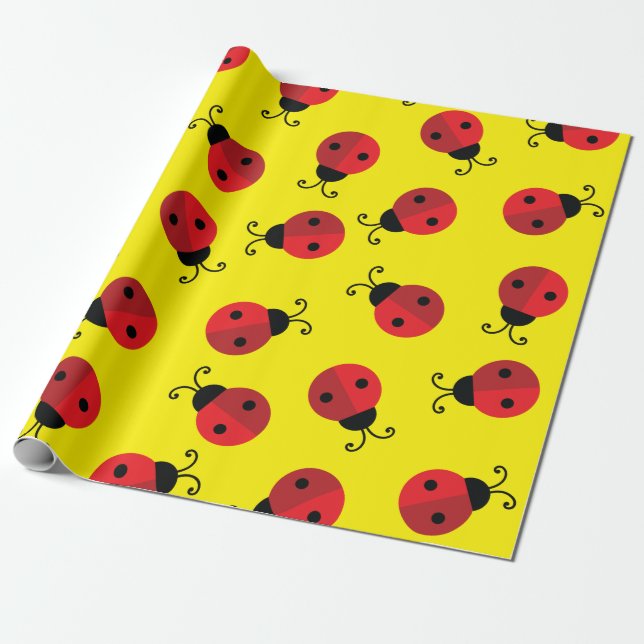 Papier Cadeau Lady Bug Cute 1ère fête d'anniversaire (Déroulé)