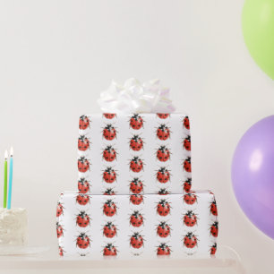 Papier Cadeau Ladybugs Rouges Anniversaire