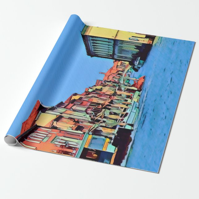 Papier Cadeau Lagon vénitien - MURANO - vue (Déroulé)