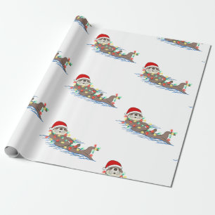 Papier Cadeau laide noël santa claus otter