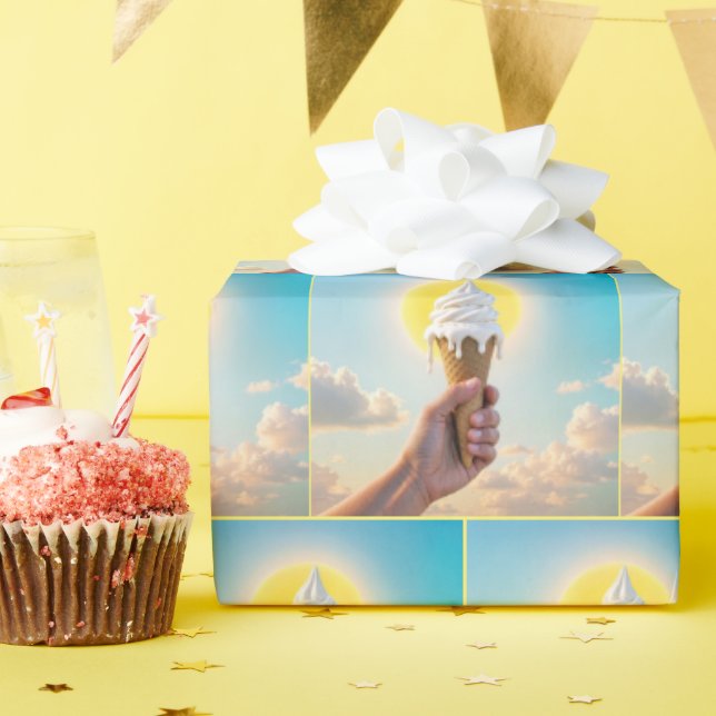 Papier Cadeau Laisser couler le cône de crème glacée dans le sol (Fête d'anniversaire)