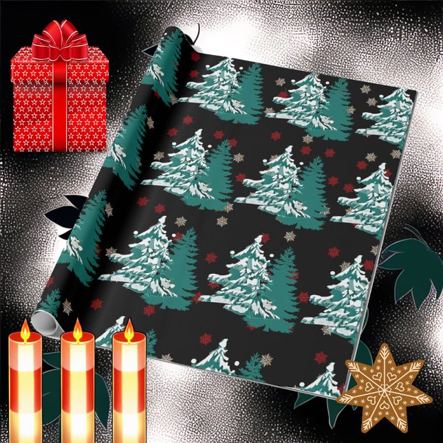 Papier Cadeau Laisser la neige aquarelle hiver Noël Bois (Let it Snow Watercolor Winter Christmas Woodland Wrapping Paper)