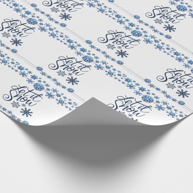 Papier Cadeau Laisser la neige Bleu blanc papier d'enveloppement