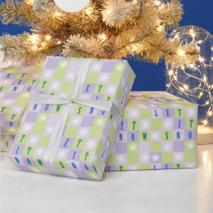 Papier Cadeau Laisser la neige Couleur de Noël Bloc pourpre vert