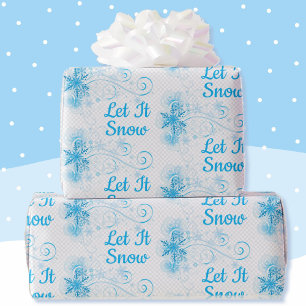 Papier Cadeau Laisser neiger Blue Snowflake Motif blanc